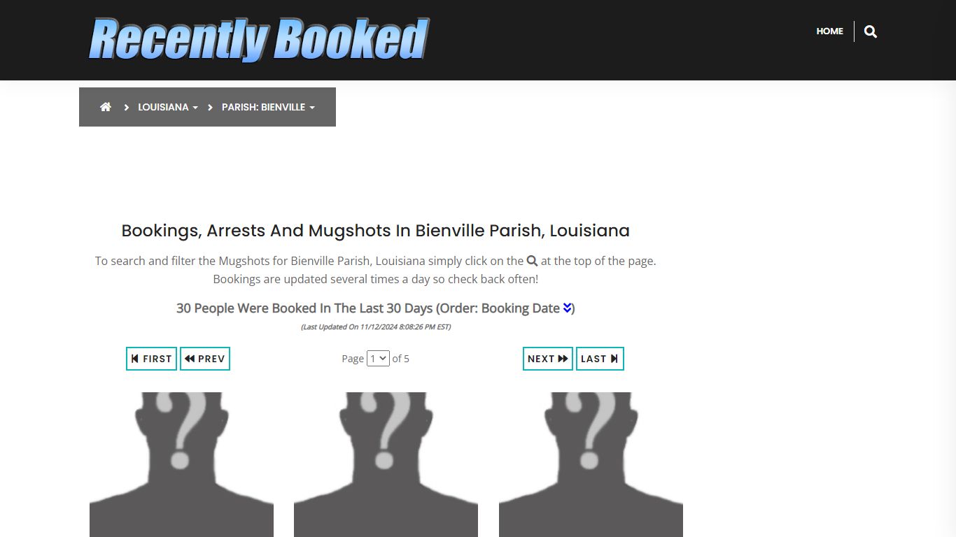 Bookings, Arrests and Mugshots in Bienville Parish, Louisiana