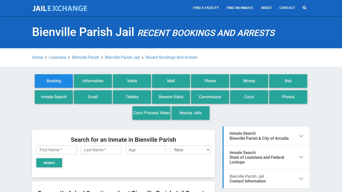 Bienville Parish Jail Recent Bookings And Arrests - Jail Exchange