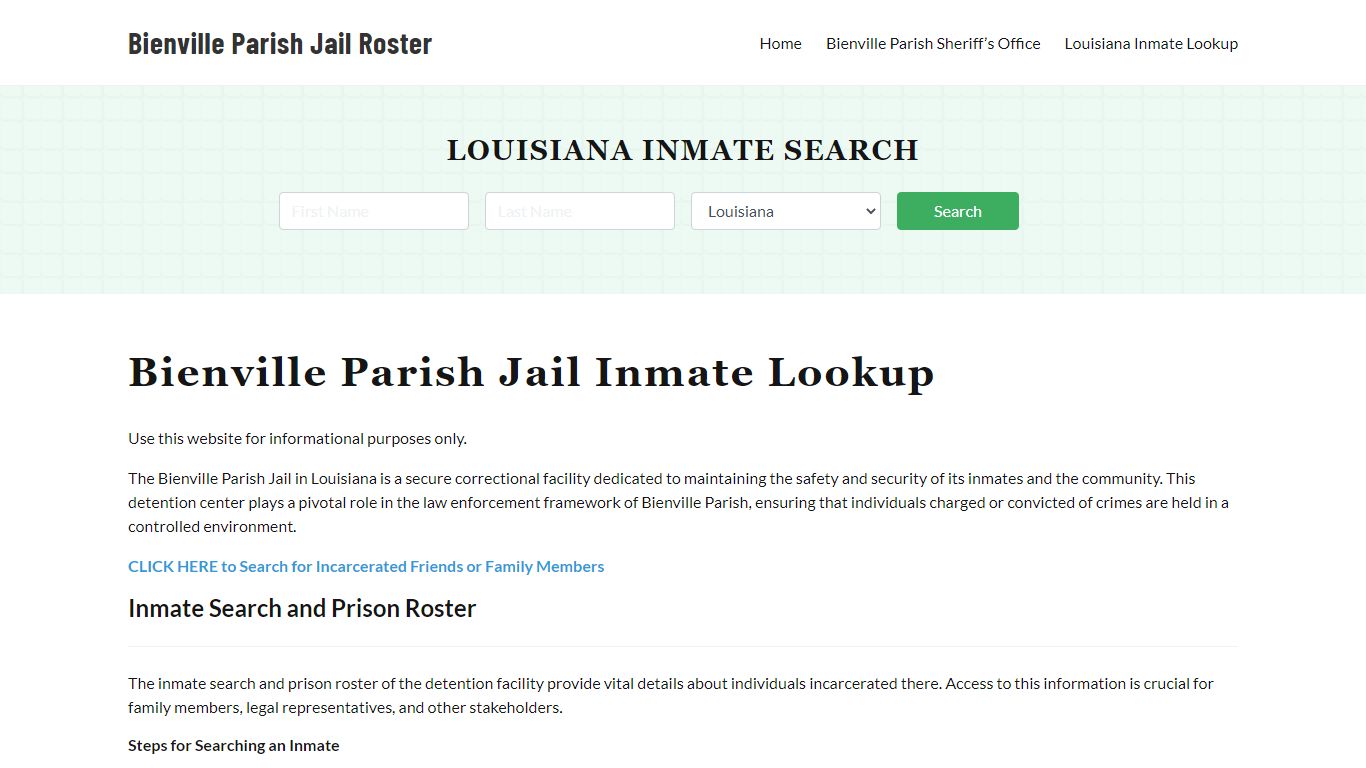 Bienville Parish Jail Roster Lookup, LA, Inmate Search